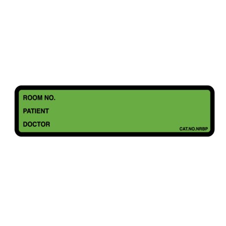 Nevs Printed Chart Labels - Room No/name/Doctor 1-3/8" x 5-3/8" Green w/Blk NRBP-GREEN